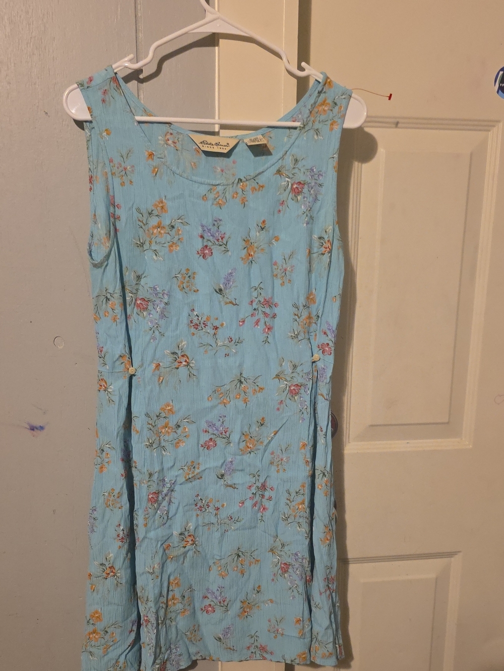 Floral light blue sleeveless top